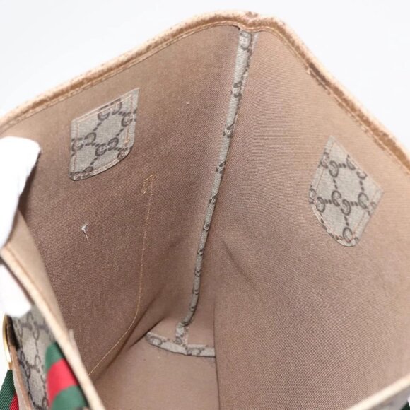 GUCCI GG Plus Supreme Web Sherry Line Tote Bag PVC Beige Gold - Picture 13 of 16